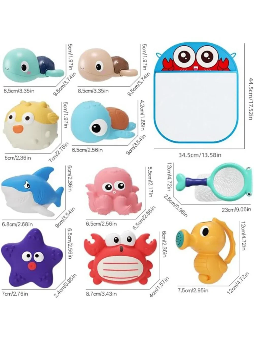 Fun Bath Toy Set for Babies 6-18 Months - No Hole Sea Animal Fishing Game